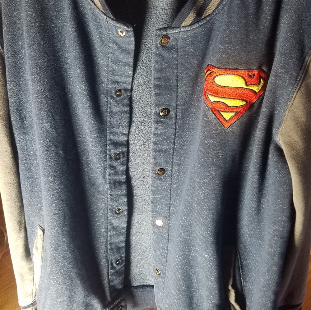 Superman baseball style fleece jacket, size L